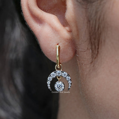 Moissanite Old European Cut Round Dangle Earrings