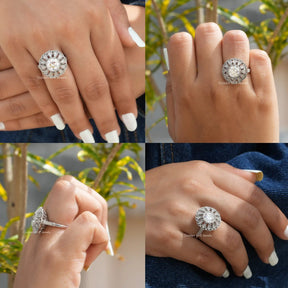 [OEC Round Cut Moissanite Ring For Women]-[Golden Bird Jewels]