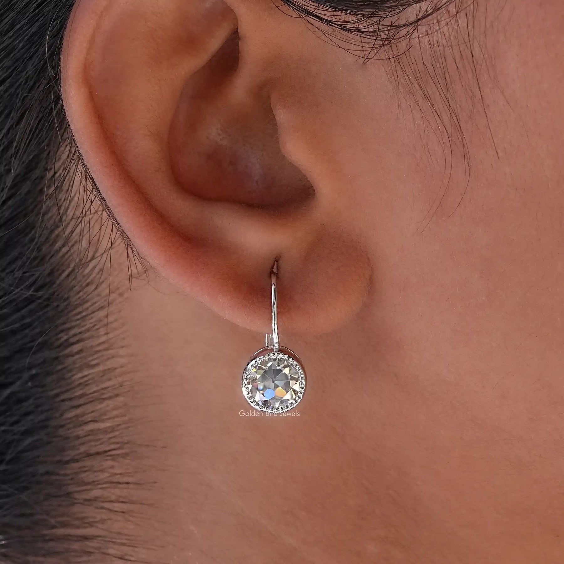 [Old European Round Cut Moissanite Earrings]-[Golden Bird Jewels]