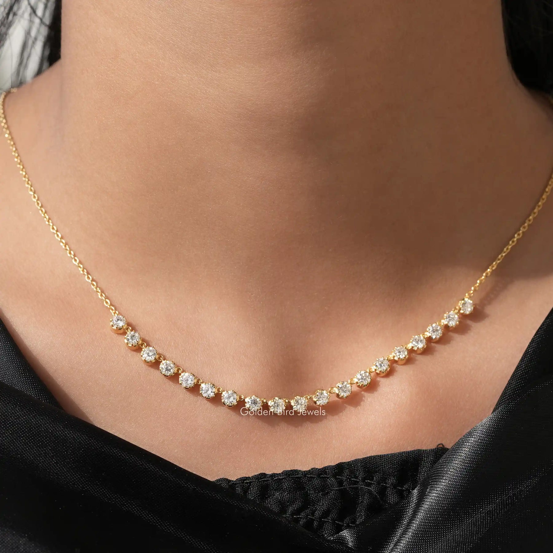 [Old European Round Cut Moissanite Necklace]-[Golden Bird Jewels]