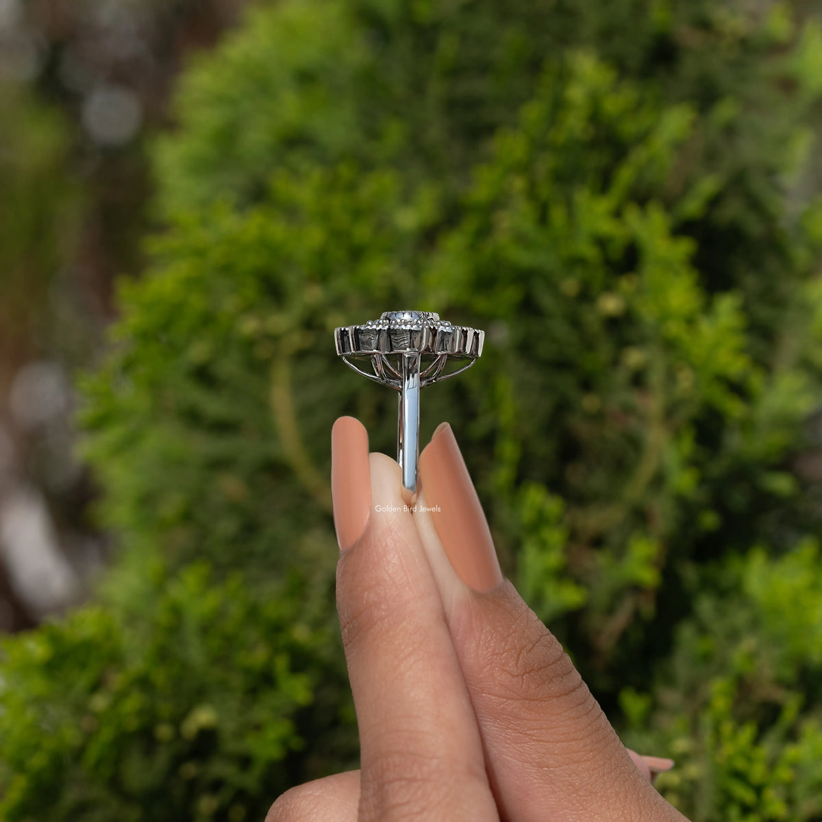Old European Round Cut Moissanite Halo Ring