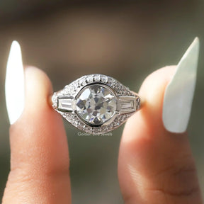 Old European Round Cut Moissanite Vintage Ring