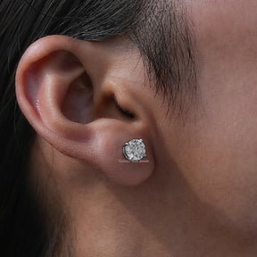 [Lab Diamond Round Cut Stud Earrings]-[Golden Bird Jewels]