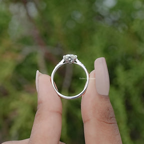 Back view of Old European Round Moissanite Solitaire Ring in secure setting