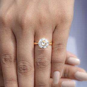 View of Round Cut Solitaire Engagement Ring in prongs setting