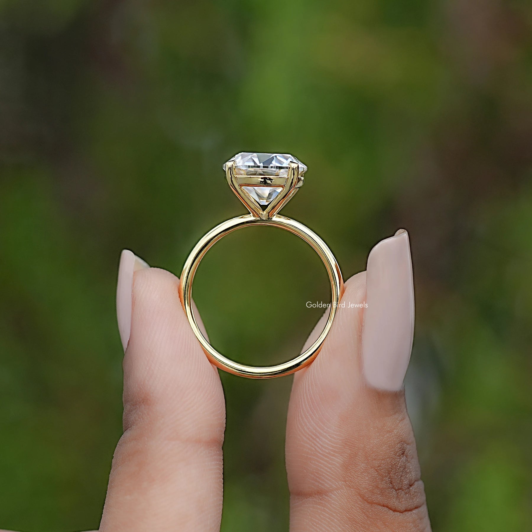 Side View of Old European Cut Round Moissanite Ring