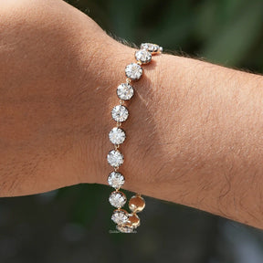 [Colorless Roud Cut Moissanite Tennis Bracelet]-[Golden Bird Jewels]