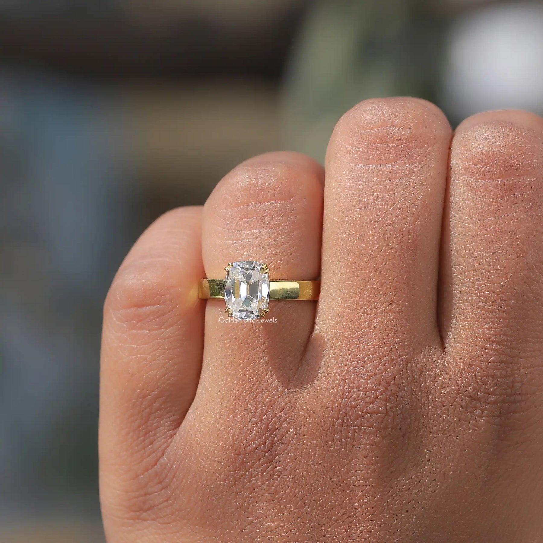 [LGD Cushion Cut Solitaire Ring]-[Golden Bird Jewels]