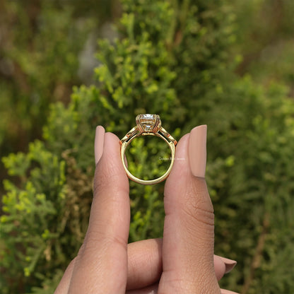 Old Mine Cushion Cut Moissanite Accent Engagement Ring