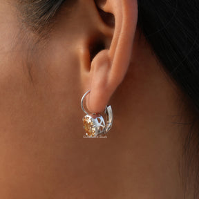 [Cushion Cut Moissanite Dangle Earrings]-[Golden Bird Jewels]