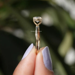 [Yellow Gold Cushion Cut Moissanite Ring]-[Golden Bird Jewels]