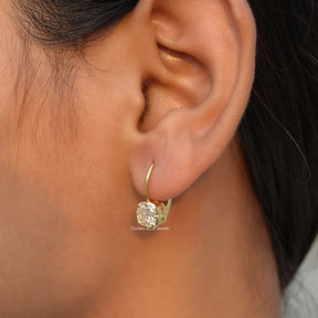 Old Mine Cushion Moissanite Drop Earrings