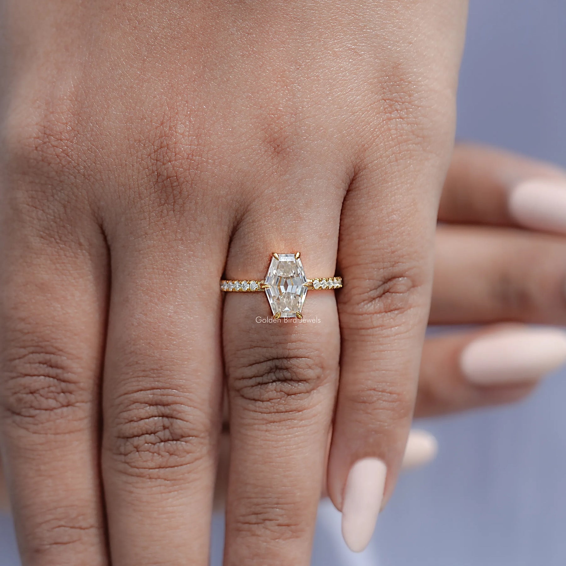 Detailed View Of Old Mine Lozenge Cut Ring