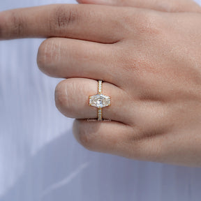 Close View Of Lozenge Moissanite Solitaire Ring