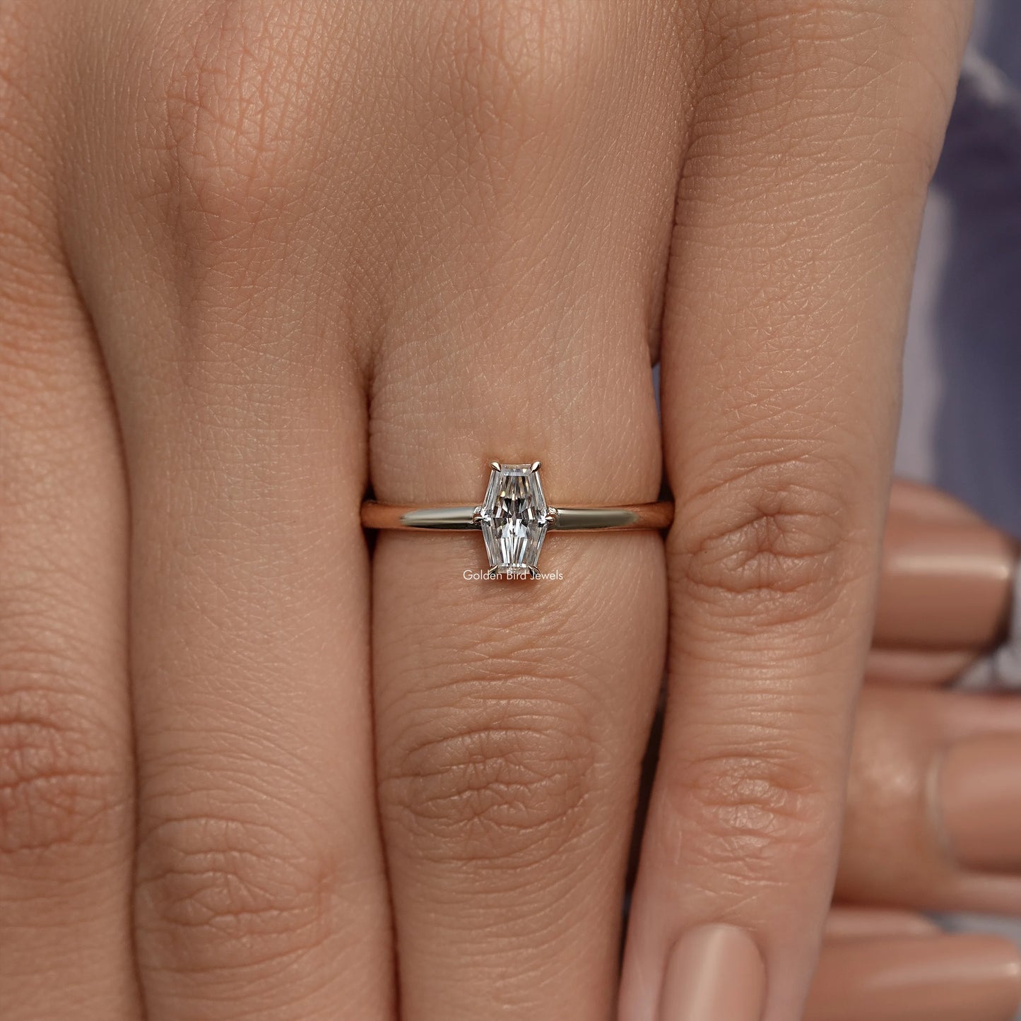 Old Mine Lozenge Solitaire Moissanite Ring