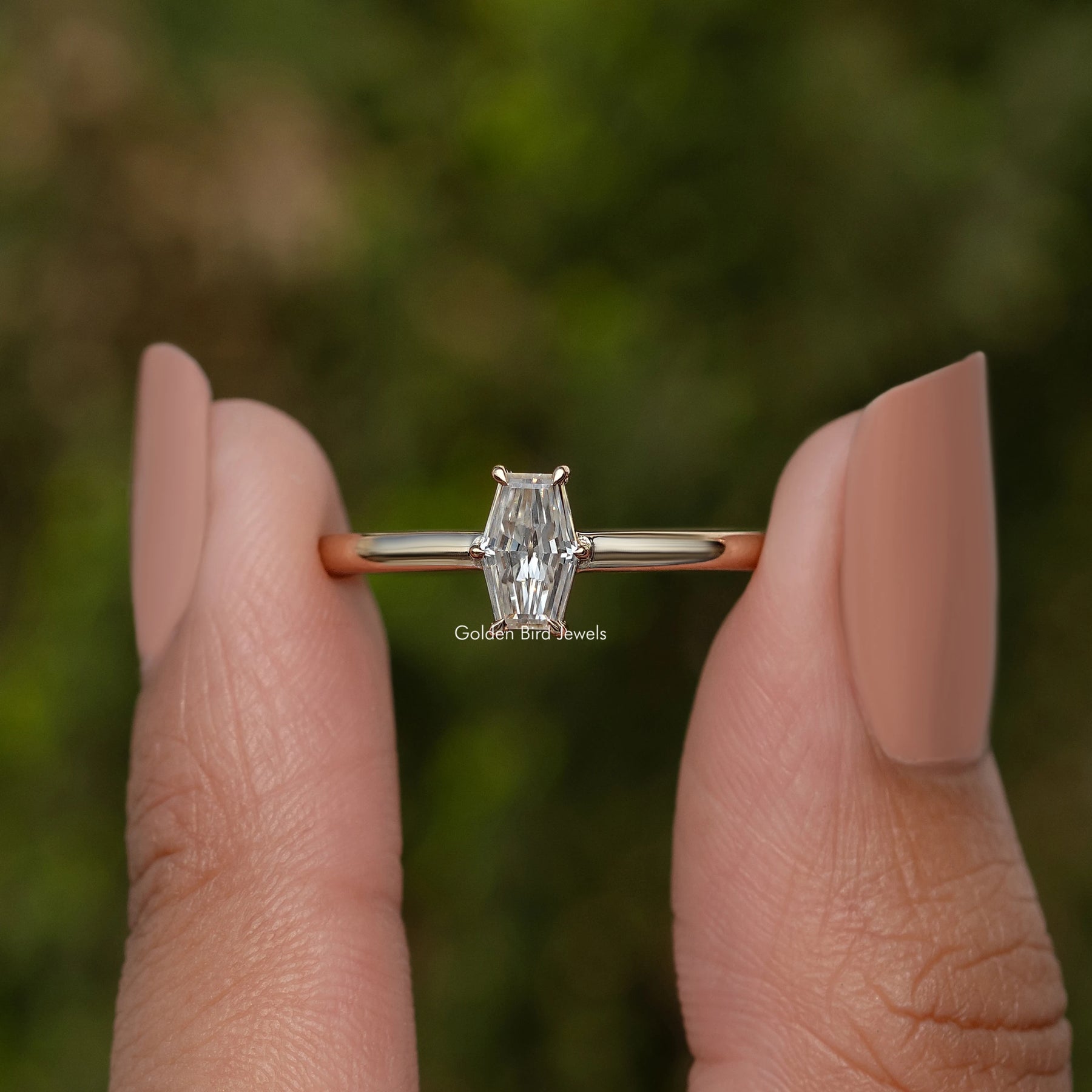 Old Mine Lozenge Solitaire Moissanite Ring