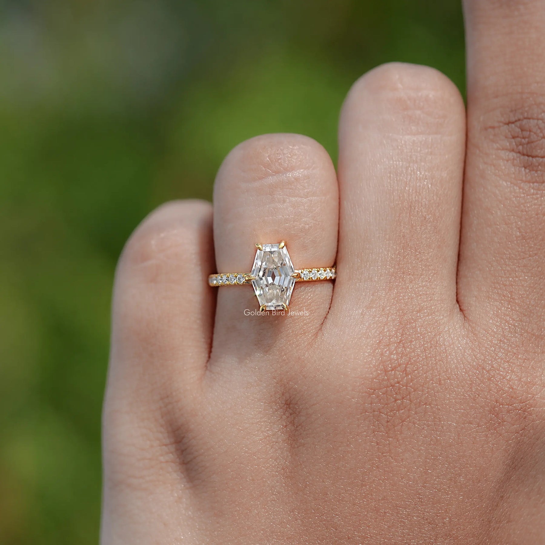 Top View Of Old Mine Lozenge Moissanite Solitaire Ring
