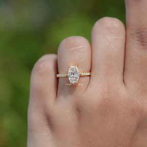 Top View Of Old Mine Lozenge Moissanite Solitaire Ring