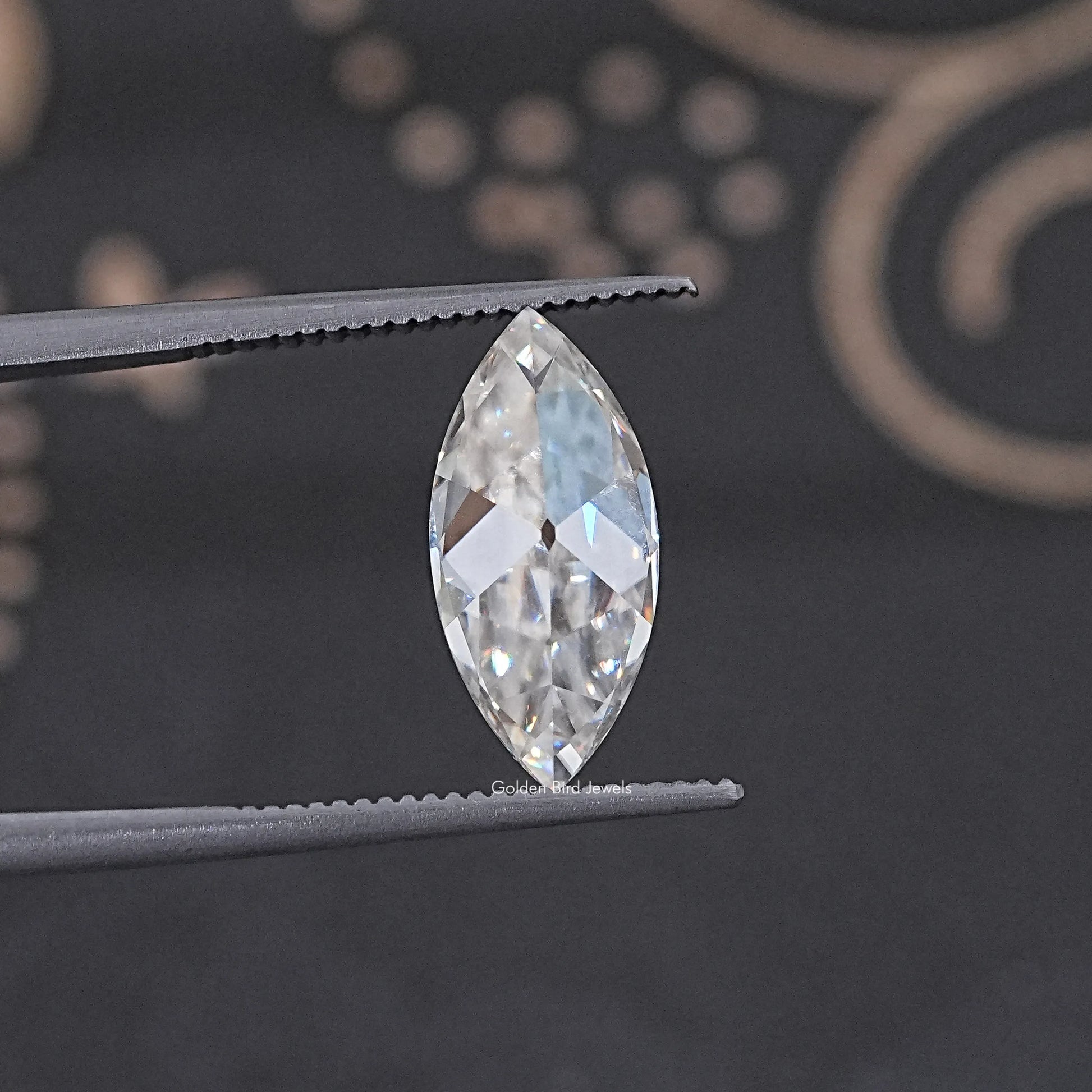 Back View Of Old Mine Marquise Cut Loose Moissanite Stone 