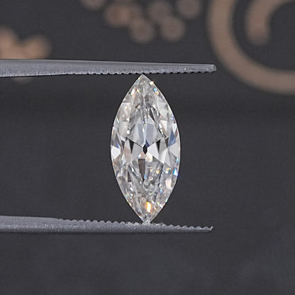 In Tweezer View Of Old Mine Marquise Cut Loose Moissanite Stone