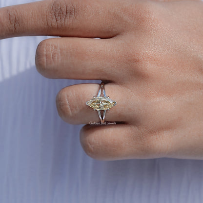 Close View Of Marquise Shaped Moissanite Solitaire Ring
