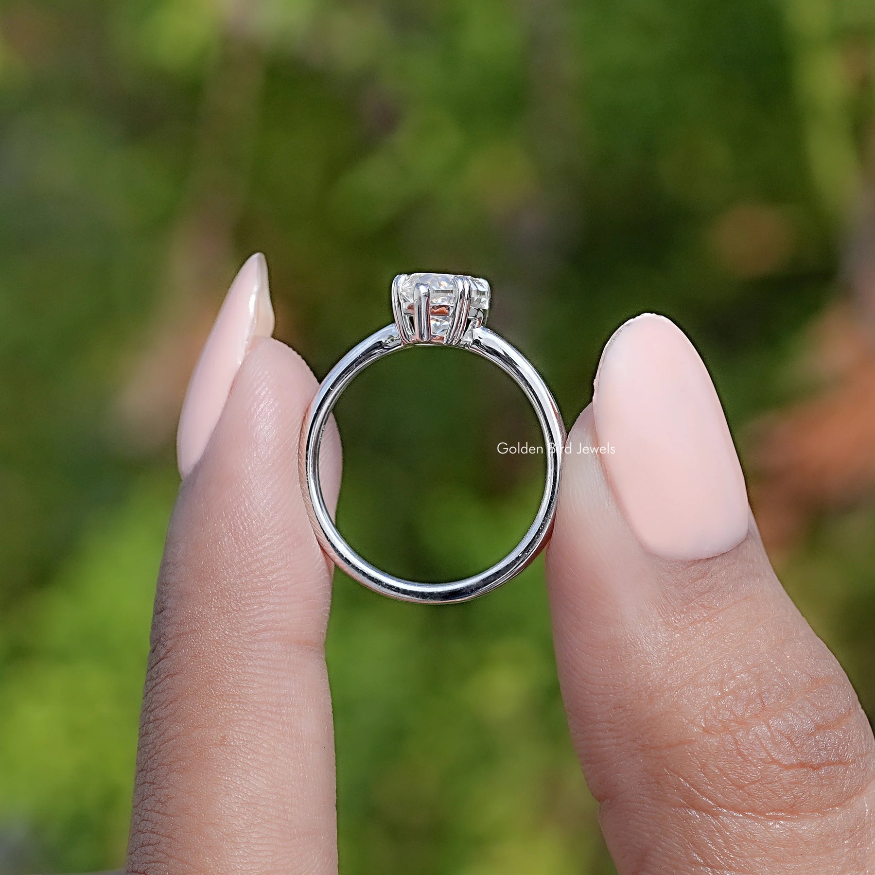 Back View Of Marquise Shaped Moissanite Ring
