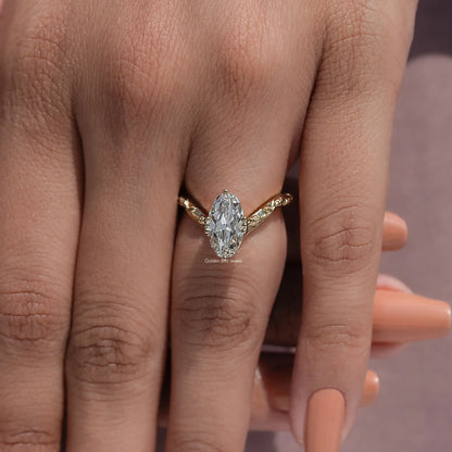 Old Mine Moval Cut Diamond curved Ring