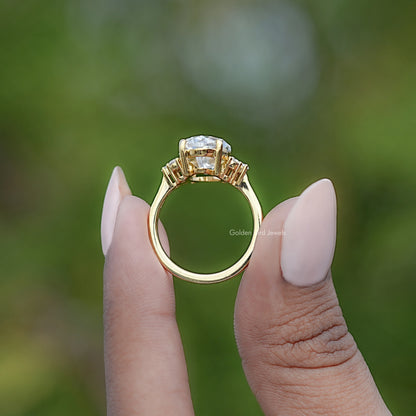 Old Mine Moval Moissanite Accent Set Ring
