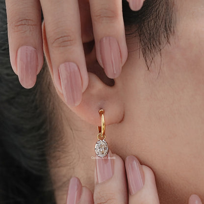 Old Mine Cut Oval Moissanite Dangle Earrings
