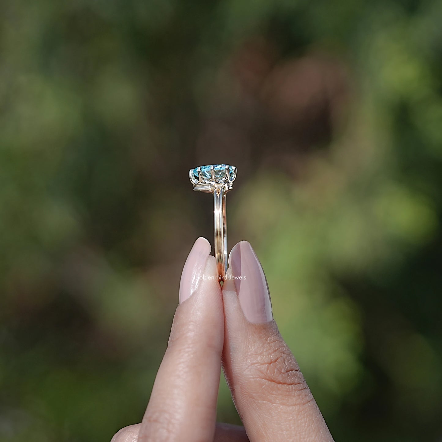 SideView of Moissanite Split Shank Ring     
