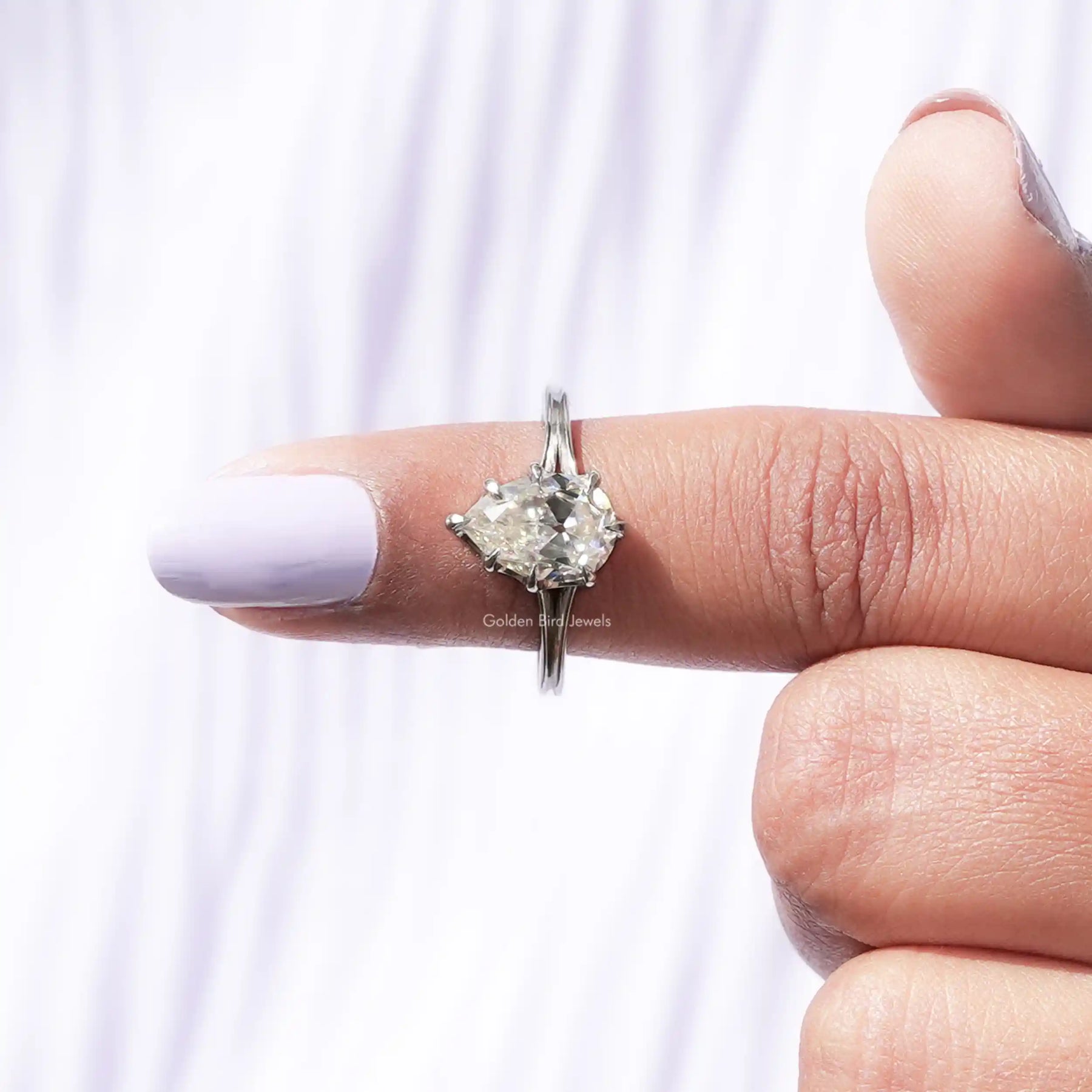 Old Mine Pear Cut Moissanite Solitaire Engagement Ring