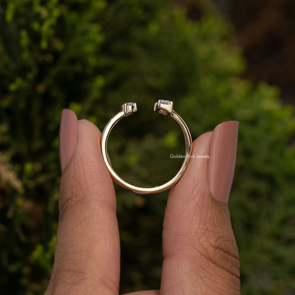 Oval And Emerald Open Cuff Lab Diamond Ring