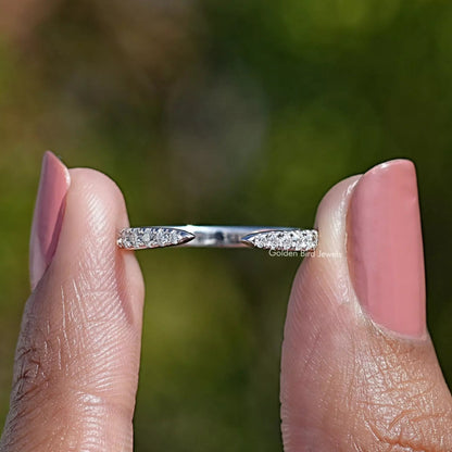 Round Moissanite Open Cuff Stacking Band