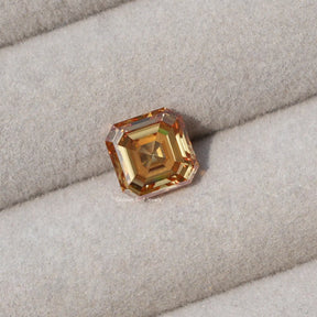 [Orange asscher cut loose moissanite stone]-[Golden Bird Jewels]