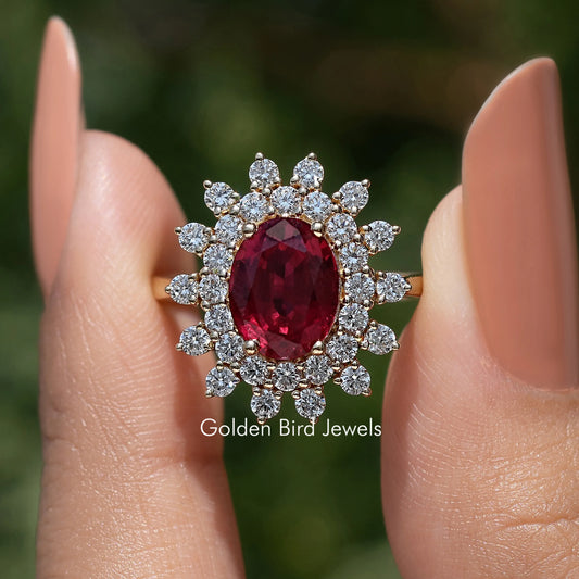 Oval Gemstone Halo Engagement Ring