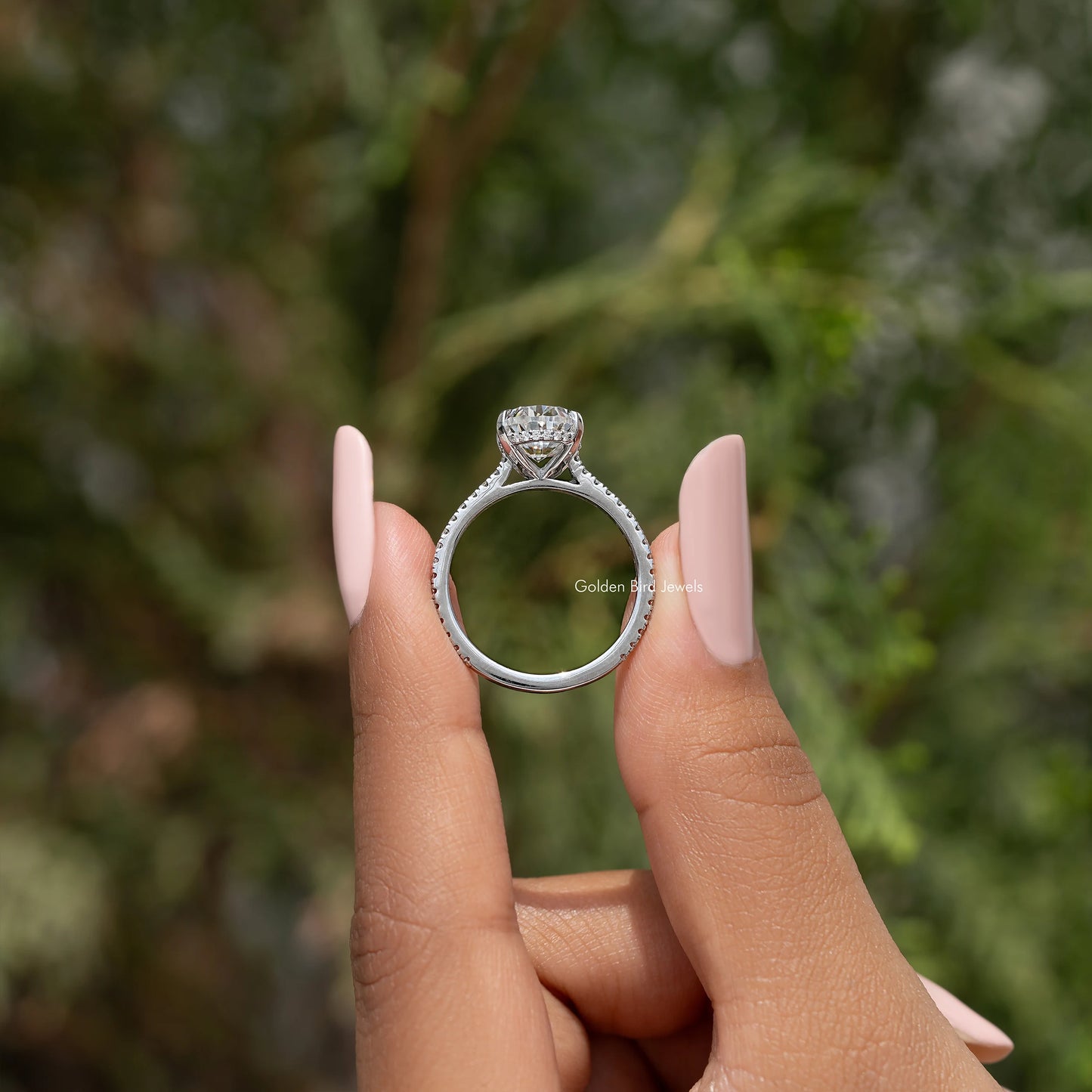 Oval Cut Moissanite Hidden Halo Engagement Ring