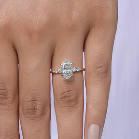 Oval And Round Cut Lab Diamond Accent Stone Ring