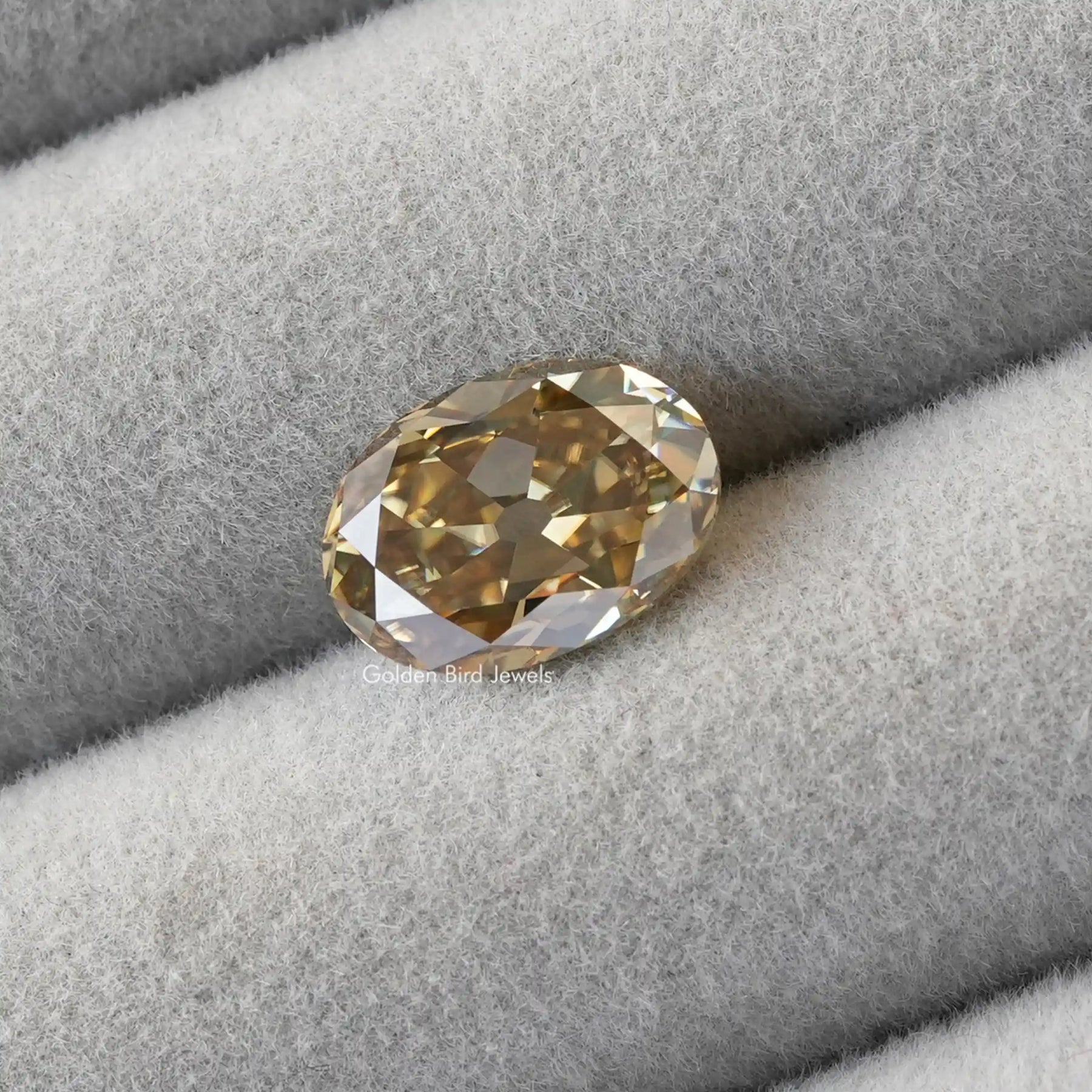 [Front view of oval cut loose moissanite made of brown color]-[Golden Bird Jewels]