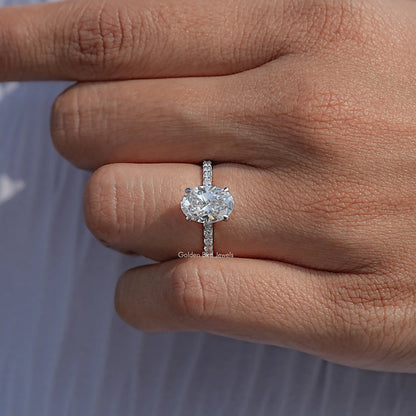 Close View Of Lab Diamond Oval Accent Ring
