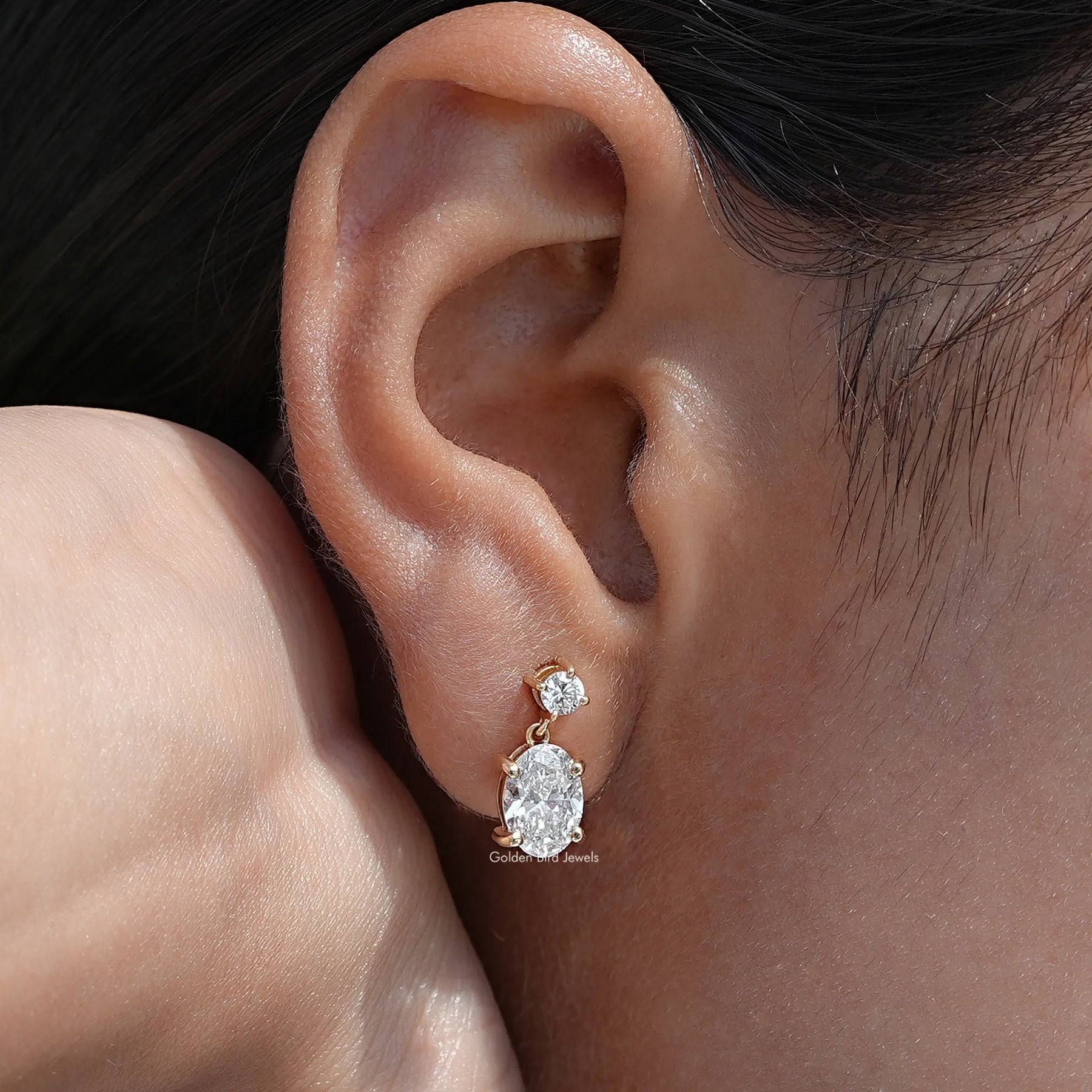 Round And Oval Cut Lab Diamond Drop Earrings