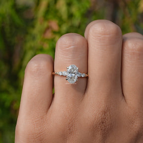 Oval And Round Cut Lab Diamond Accent Stone Ring