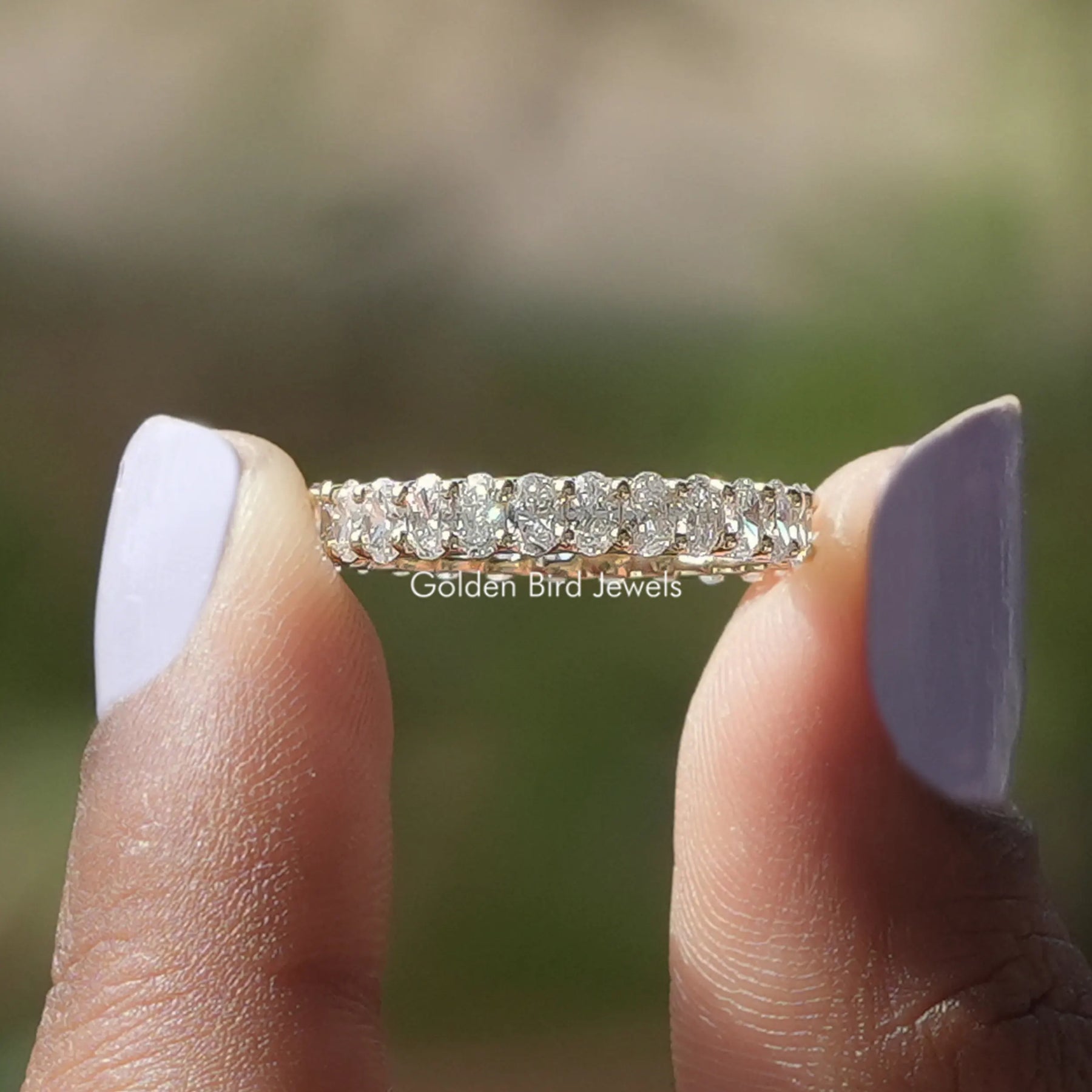 [Lab Grown Oval Cut Diamond Full Eternity Wedding Band]-[Golden Bird Jewels]