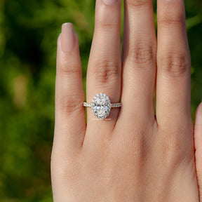 Oval Cut Lab Diamond Halo Engagement Ring