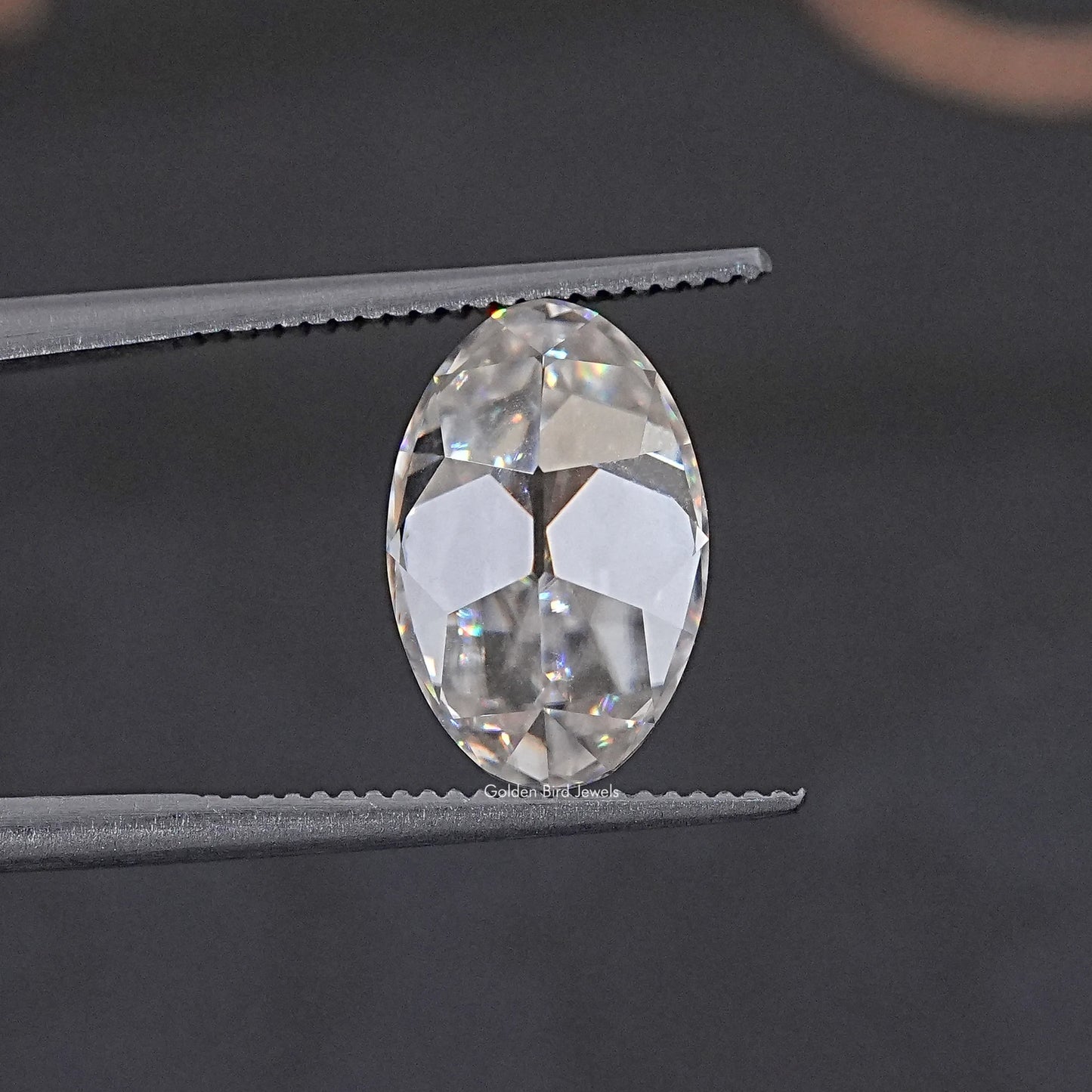 Front View Of Old Mine Oval Cut Loose Moissanite Stone