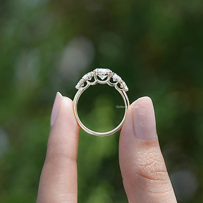 Back view of Oval Cut Lab Diamond Five Stone Ring