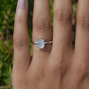 Oval Moonstone Gemstone Solitaire Ring