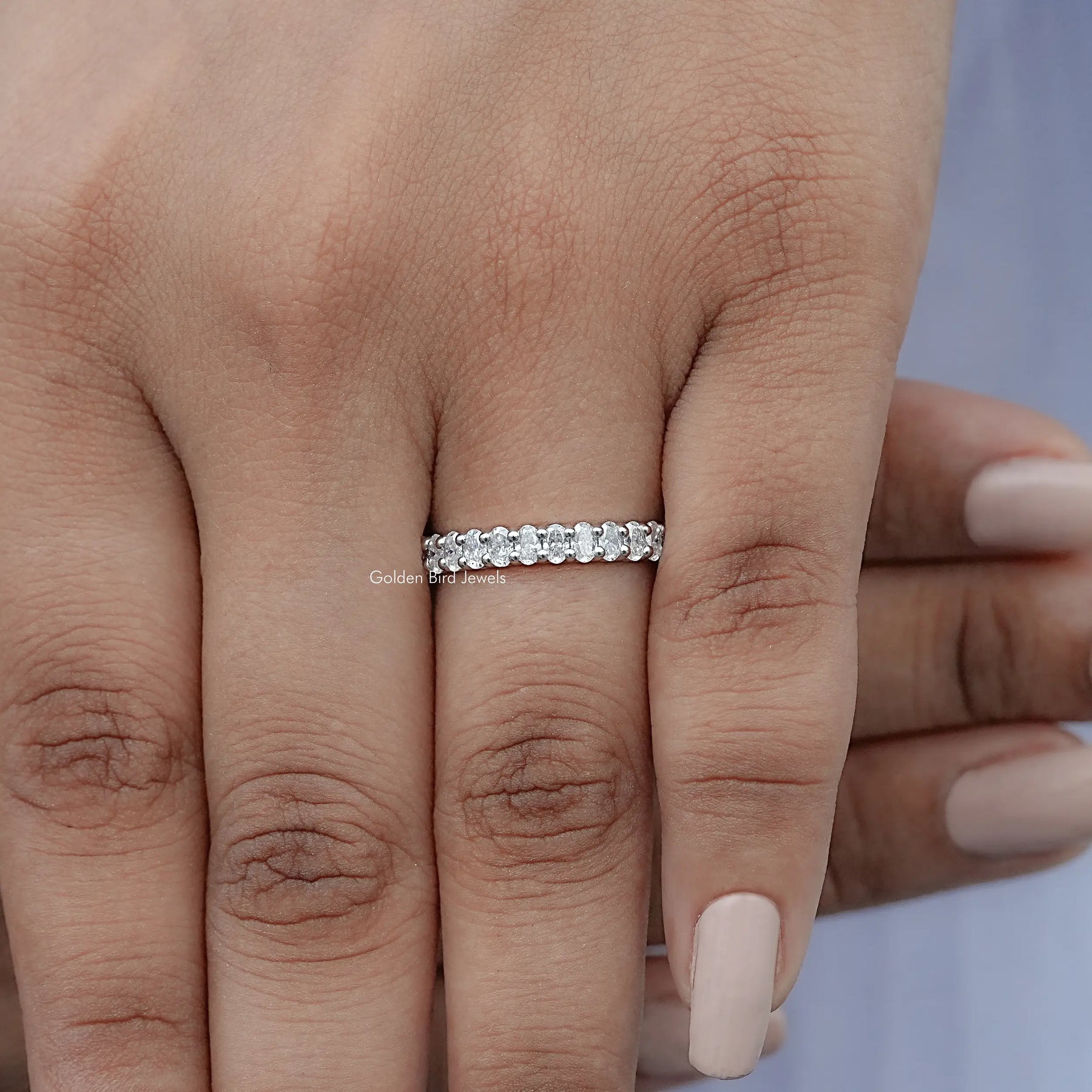 Detailed View Of Oval Shaped Moissanite Ring