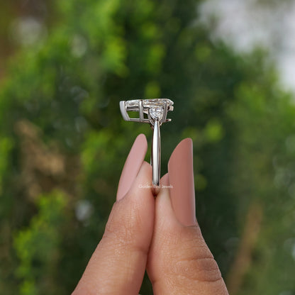 Three Stone Pear Shaped Diamond Engagement Ring