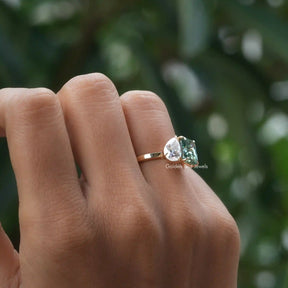 Pear And Radiant Cut Moissanite Toi Et Moi Ring