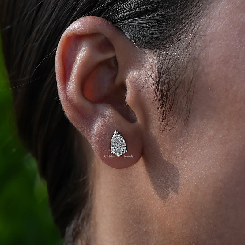 Pear Cut Lab Grown Diamond Stud Earrings